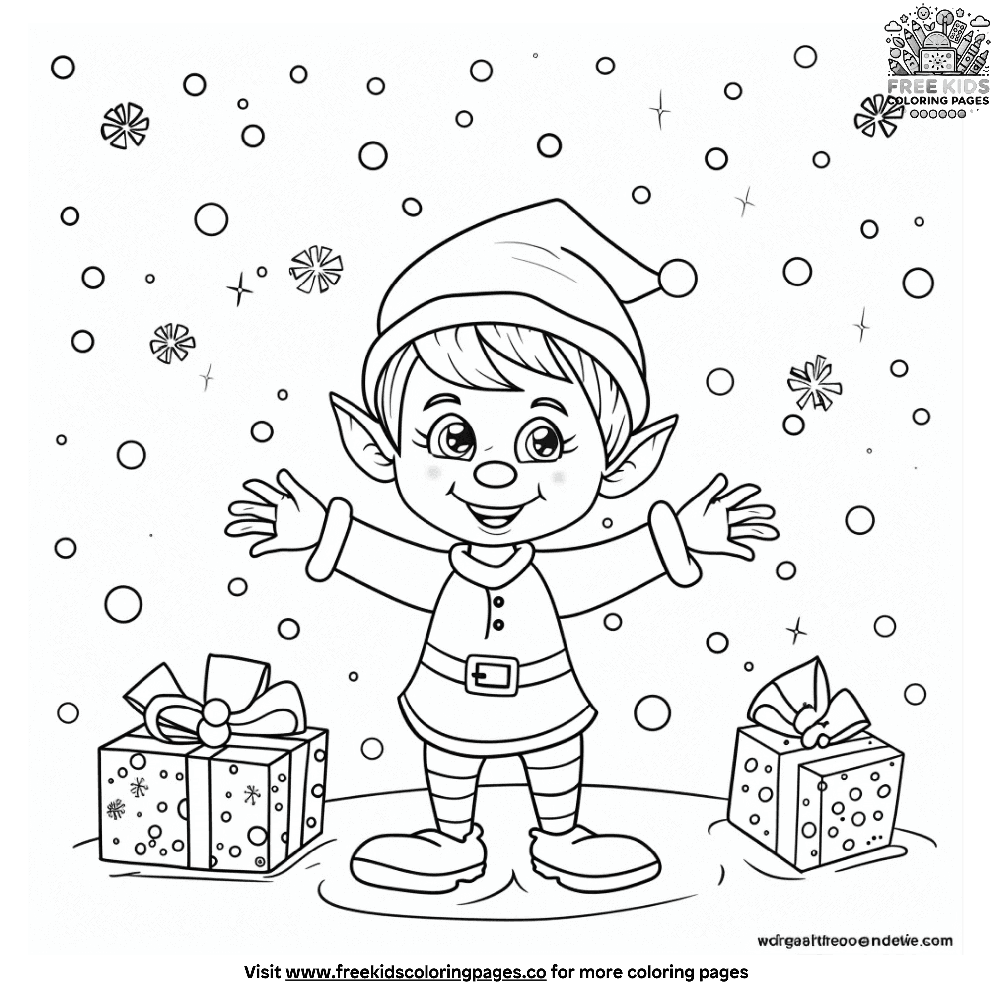 Festive Christmas Elf Coloring Pages