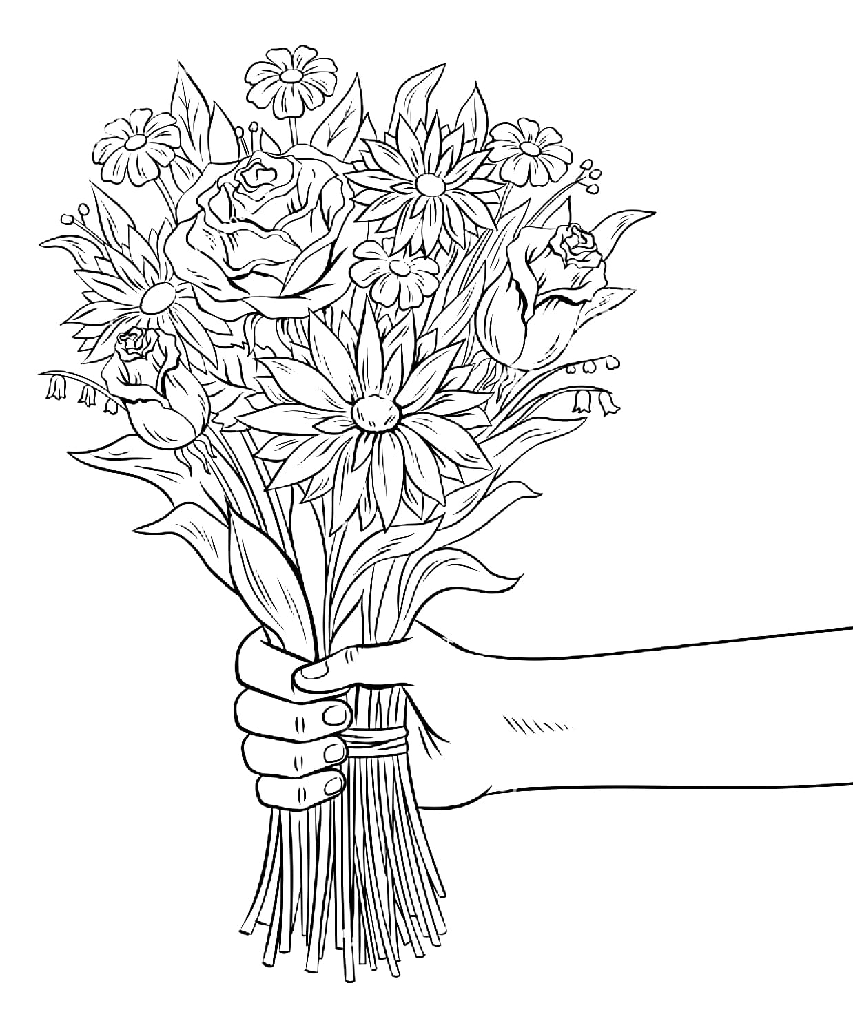 Flower Bunch Coloring Pages MIT Printable