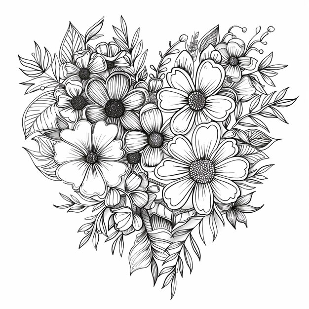 Flower Bunch Coloring Pages Pictures Freepik