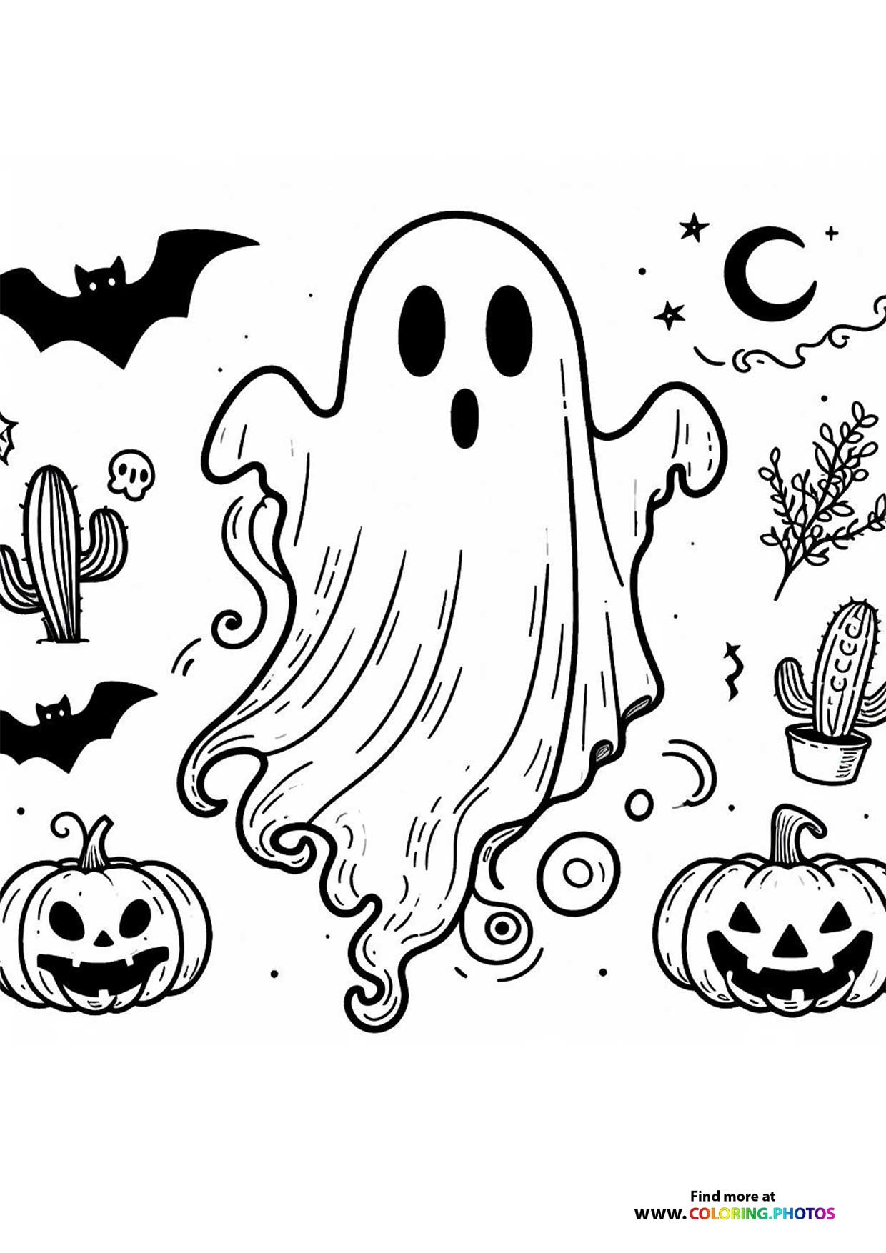 Flying Halloween Ghost Coloring Pages For Kids Flying Halloween Ghost Coloring Pages For Kids