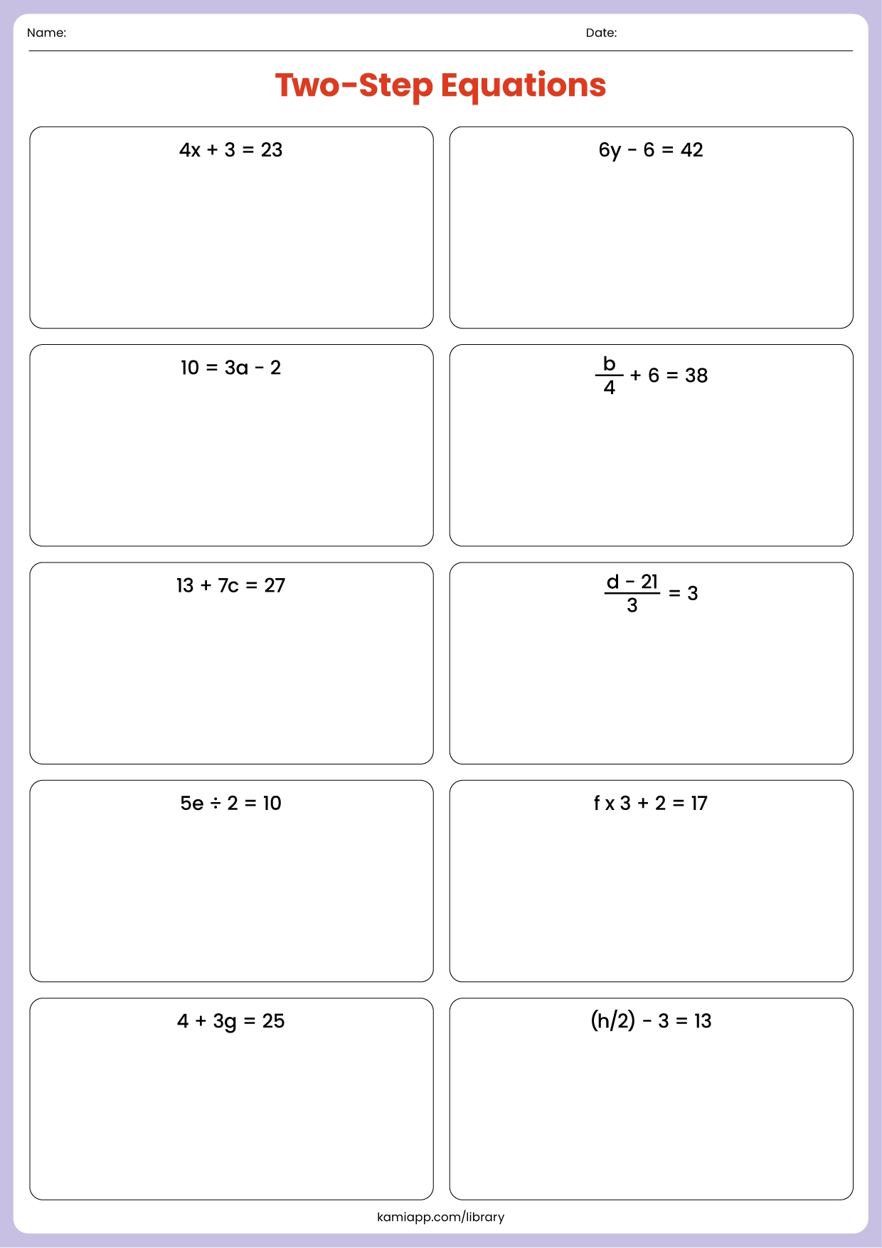 Forming Two Step Equations Worksheet Fun And Engaging Year 6 PDF