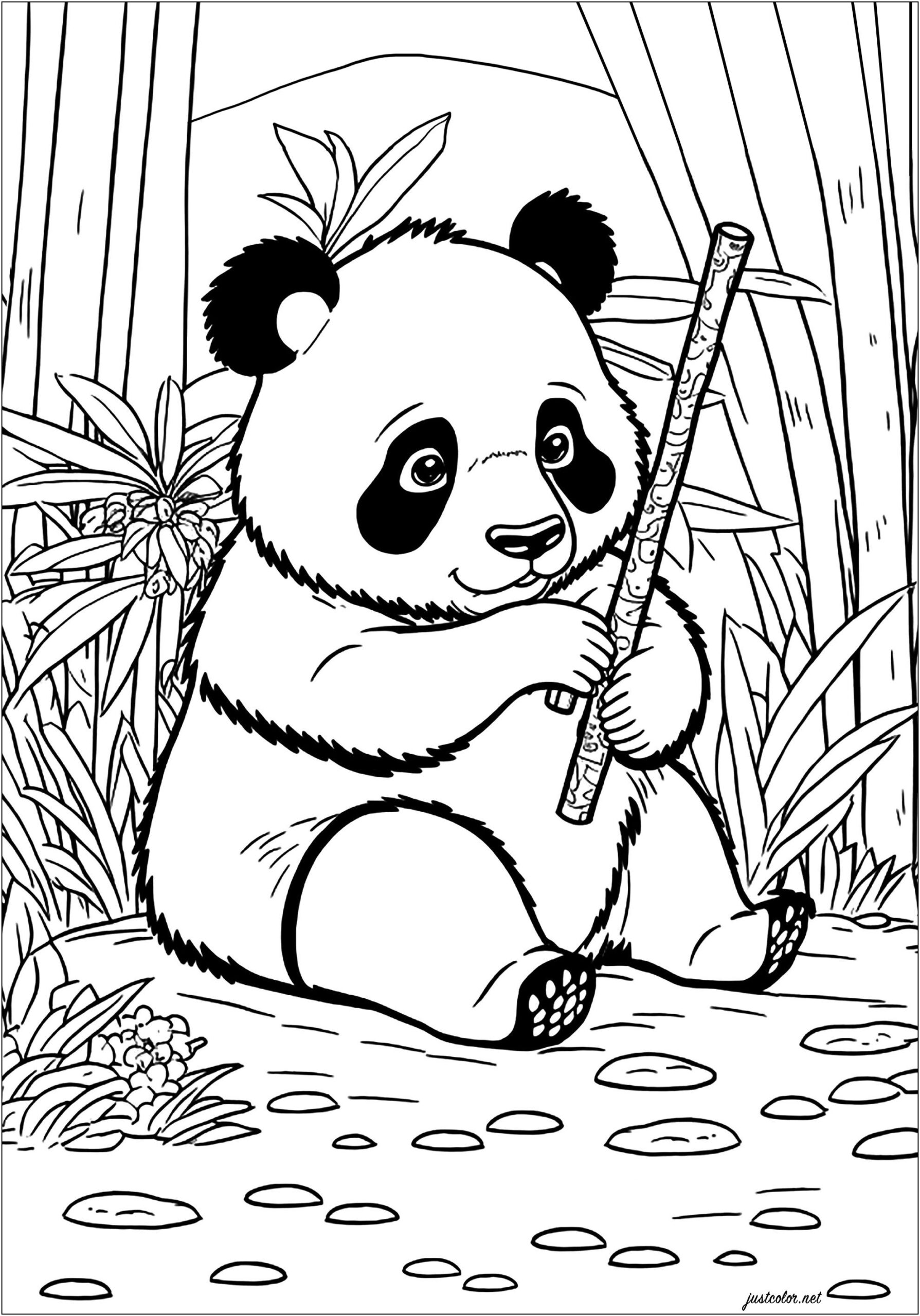 Free Beautiful Panda Coloring Page