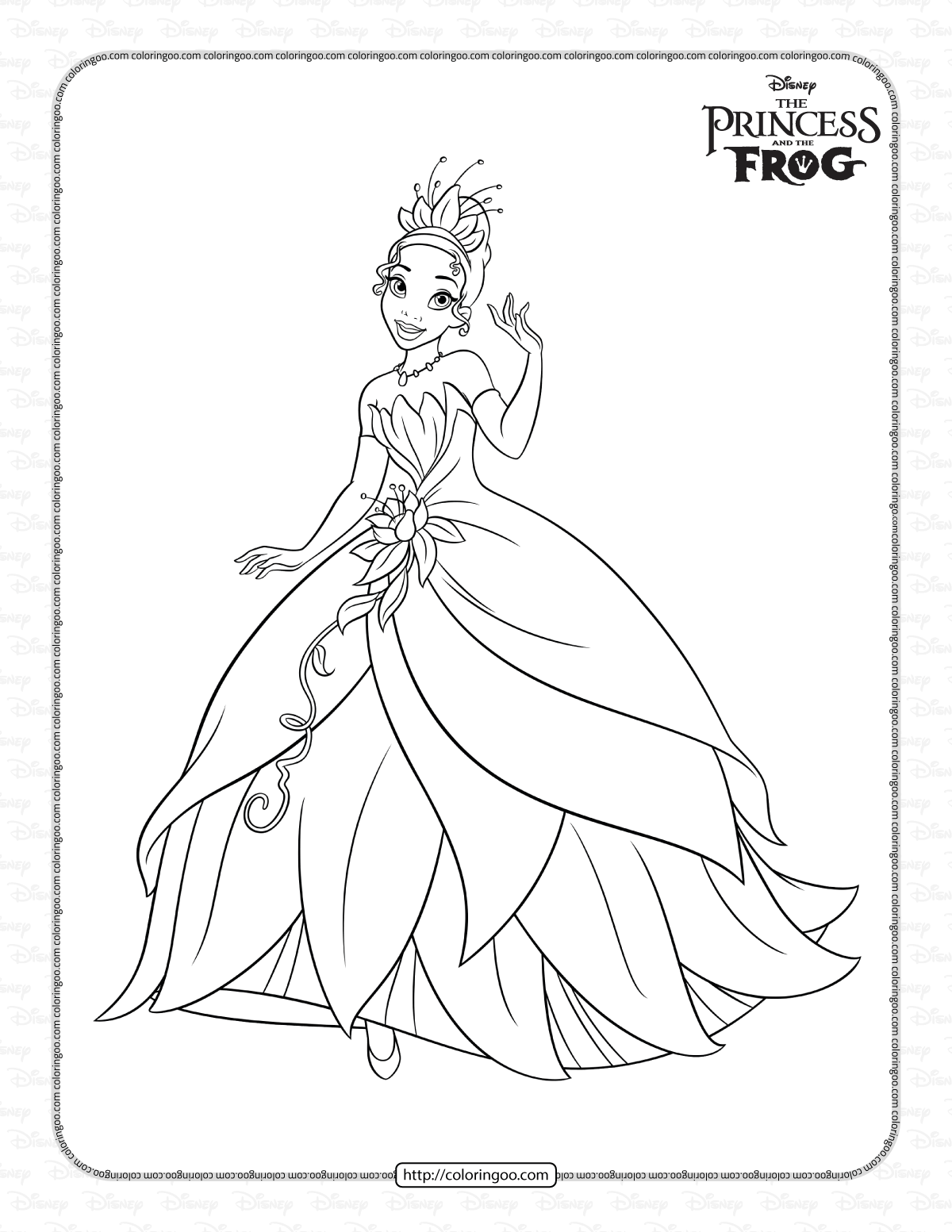 Free Disney Princess Tiana Coloring Pages For Kids Free Disney Princess Tiana Coloring Pages For Kids
