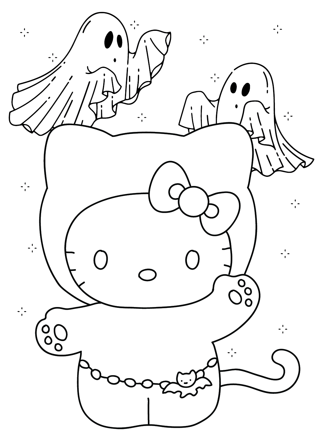 hello kitty halloween coloring page