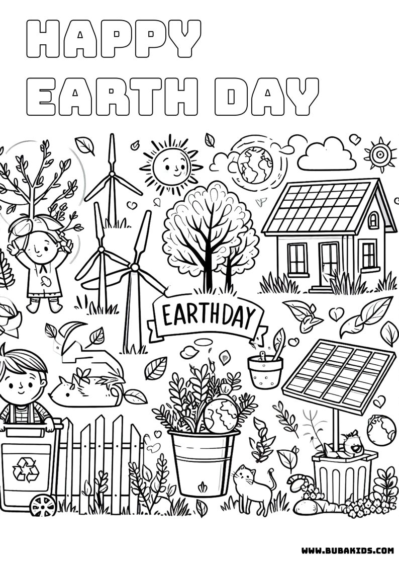 Free Printable Earth Day Coloring Page BubaKids Free Printable Earth Day Coloring Page BubaKids