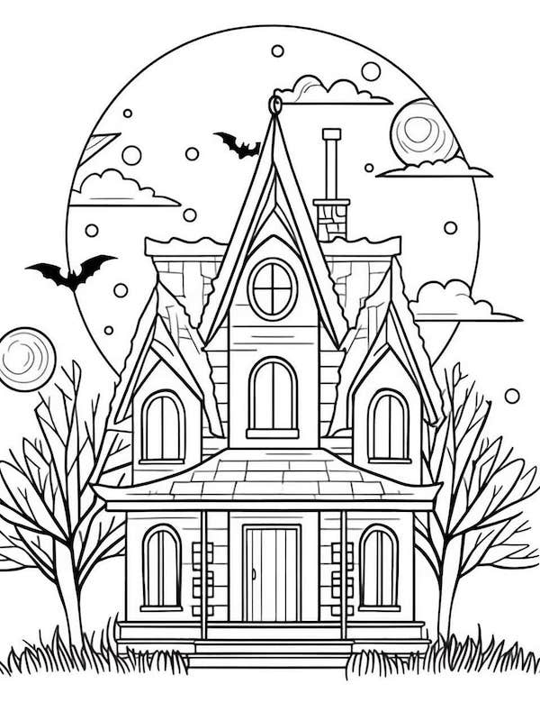 Free Printable Haunted House Color Pages For Spooky Fun Free Coloring 