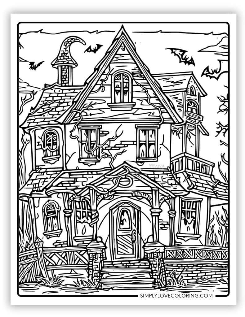 Free Printable Haunted House Color Pages For Spooky Fun Free Coloring 