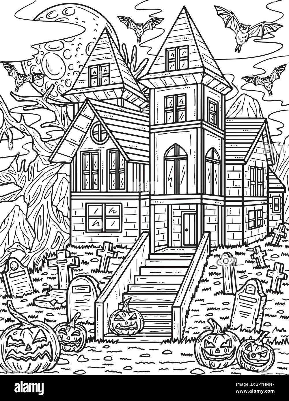 haunted house color pages