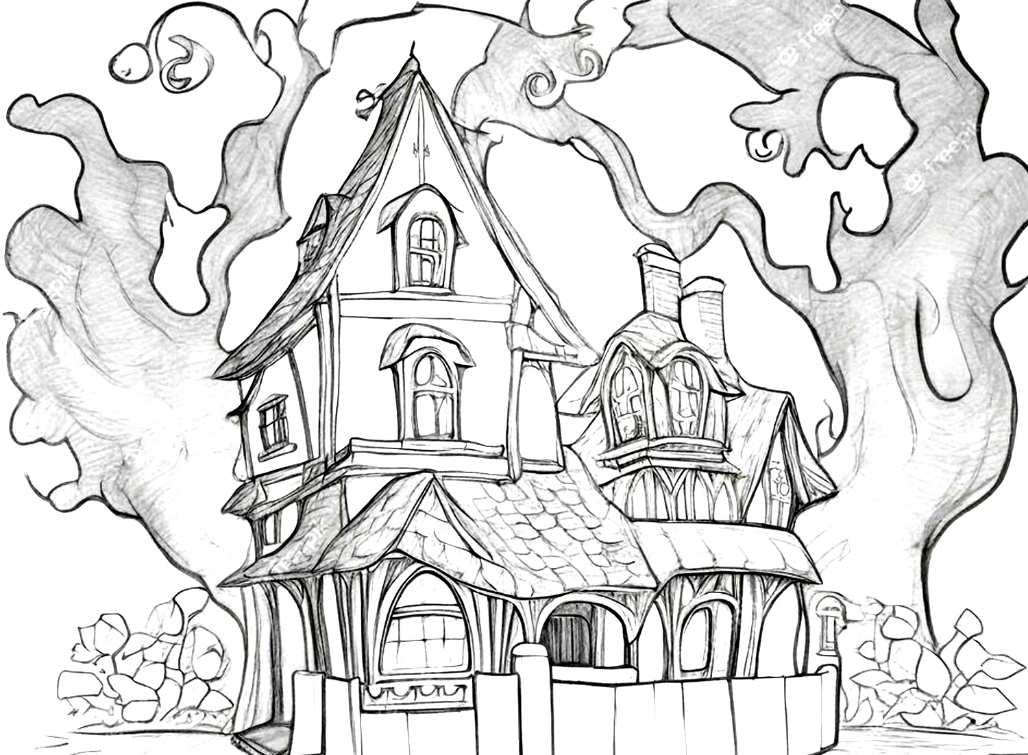 Free Printable Haunted House Color Pages For Spooky Fun Free Coloring 