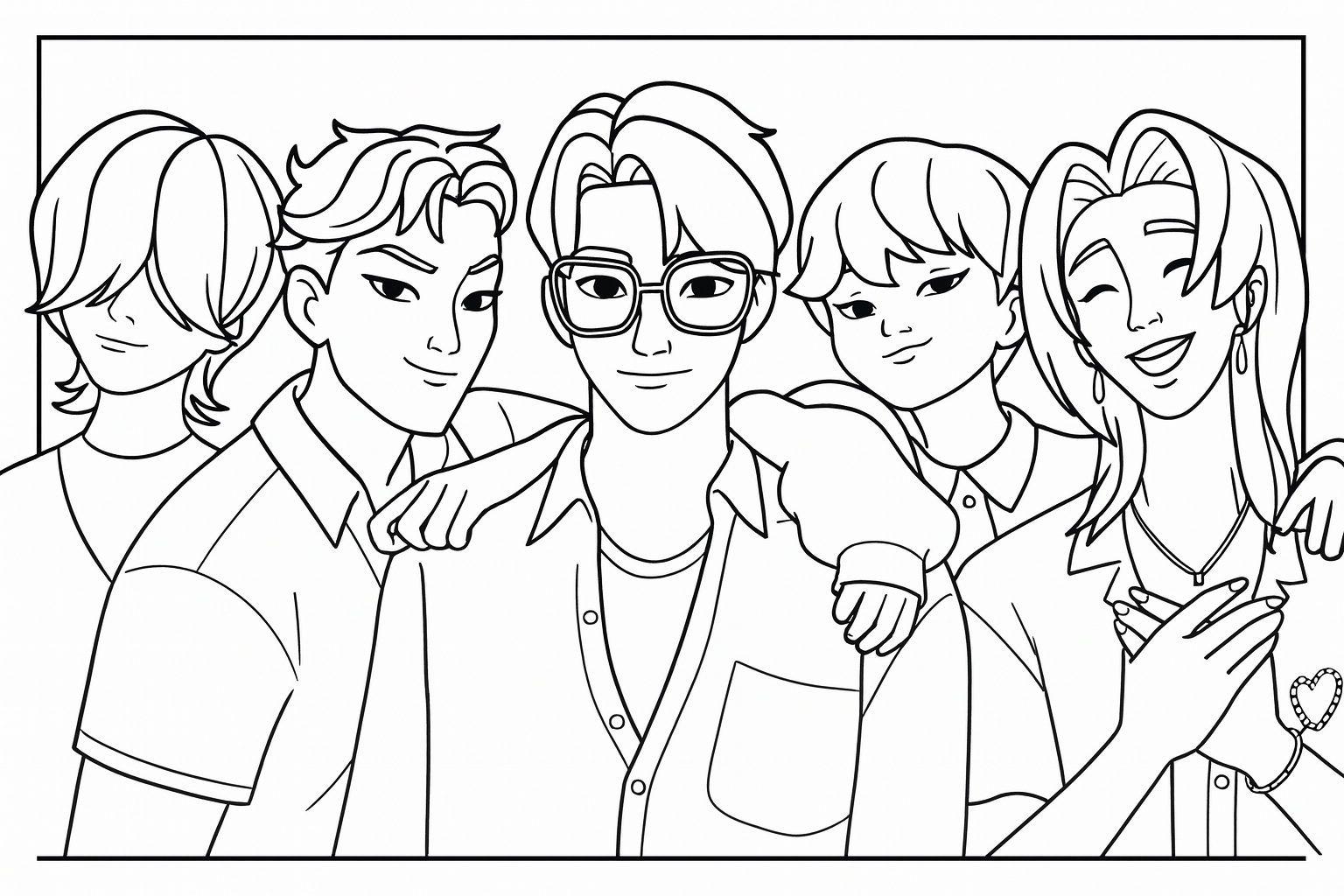 Free Saja Boys Group Pose Coloring Pages Printable PDF No Login Free Saja Boys Group Pose Coloring Pages Printable PDF No Login
