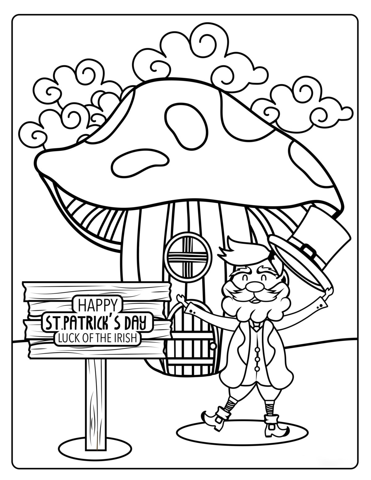 Free St Patrick Coloring Page Fun Easy 