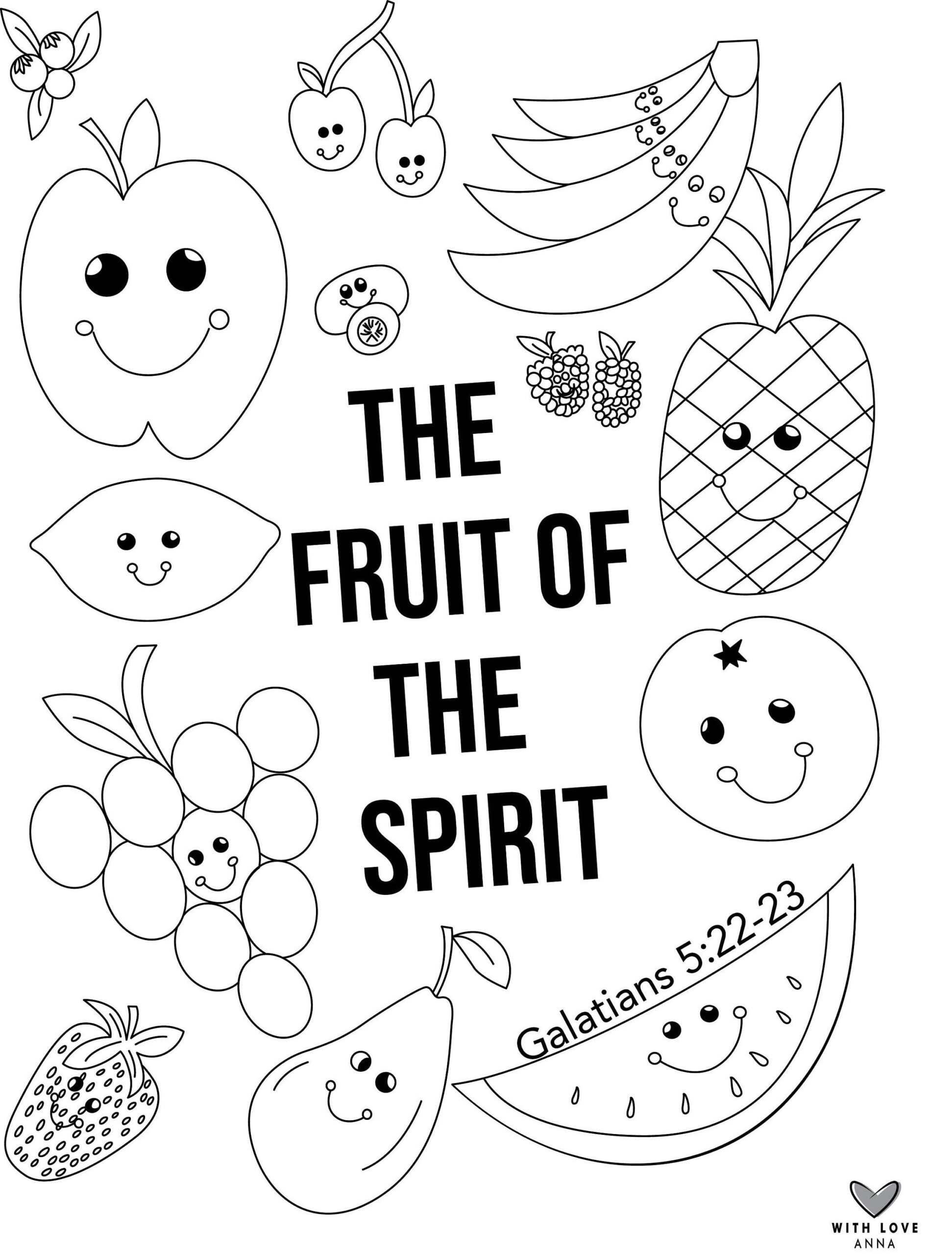 Fruit Of The Spirit Coloring Sheet Etsy Canada Fruit Of The Spirit 