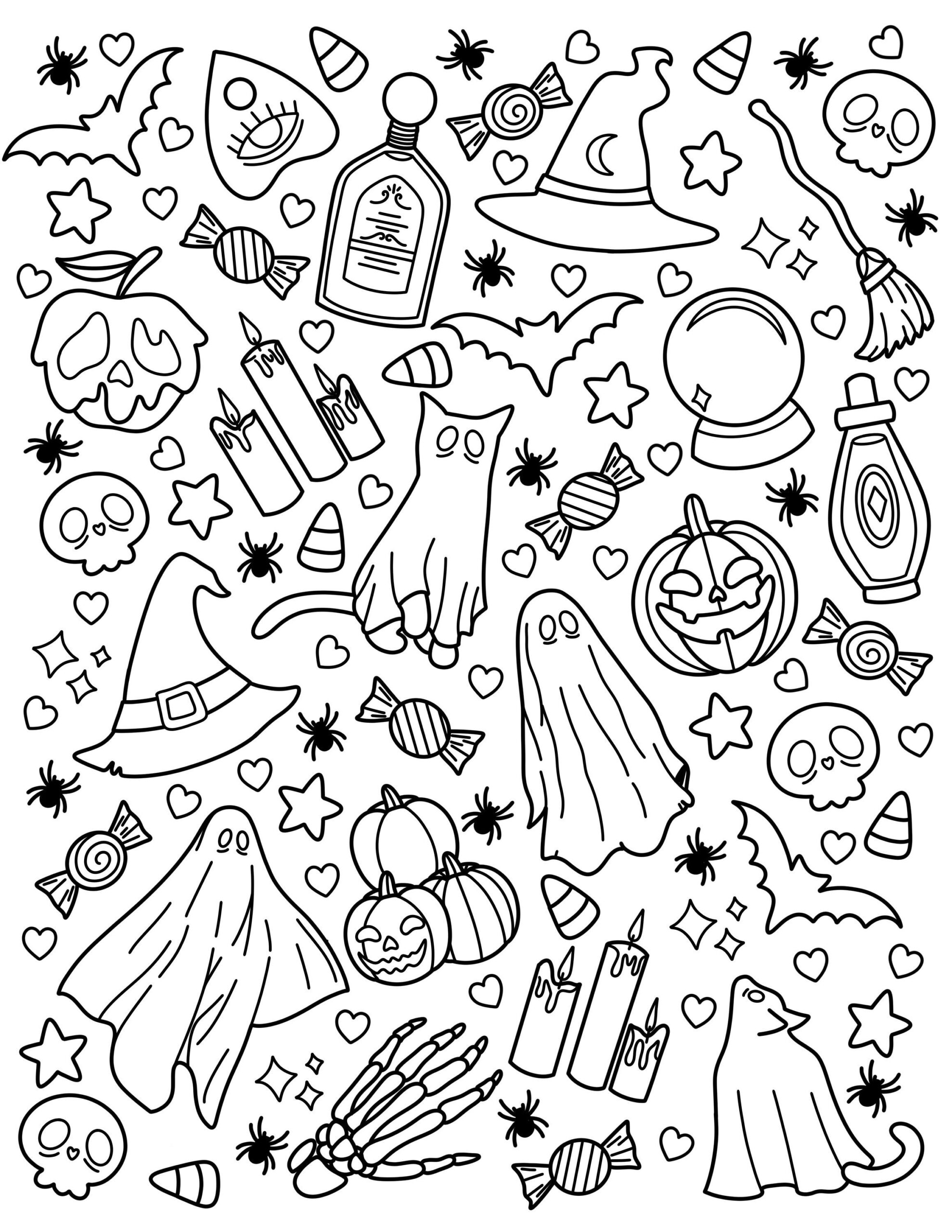Halloween Coloring Page Adult Coloring Page Spooky Coloring Page Halloween Coloring Page Adult Coloring Page Spooky Coloring Page