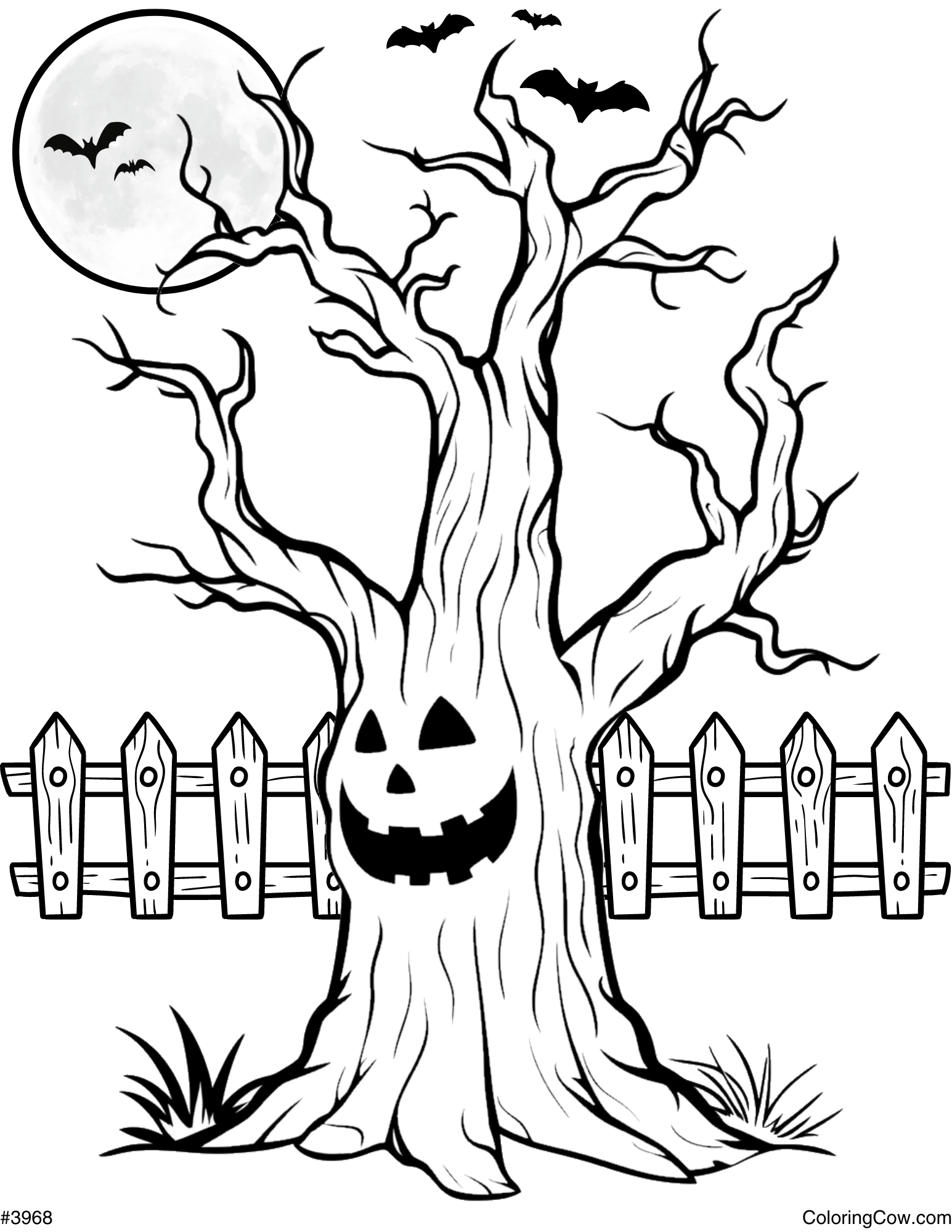 Halloween Tree Coloring Page
