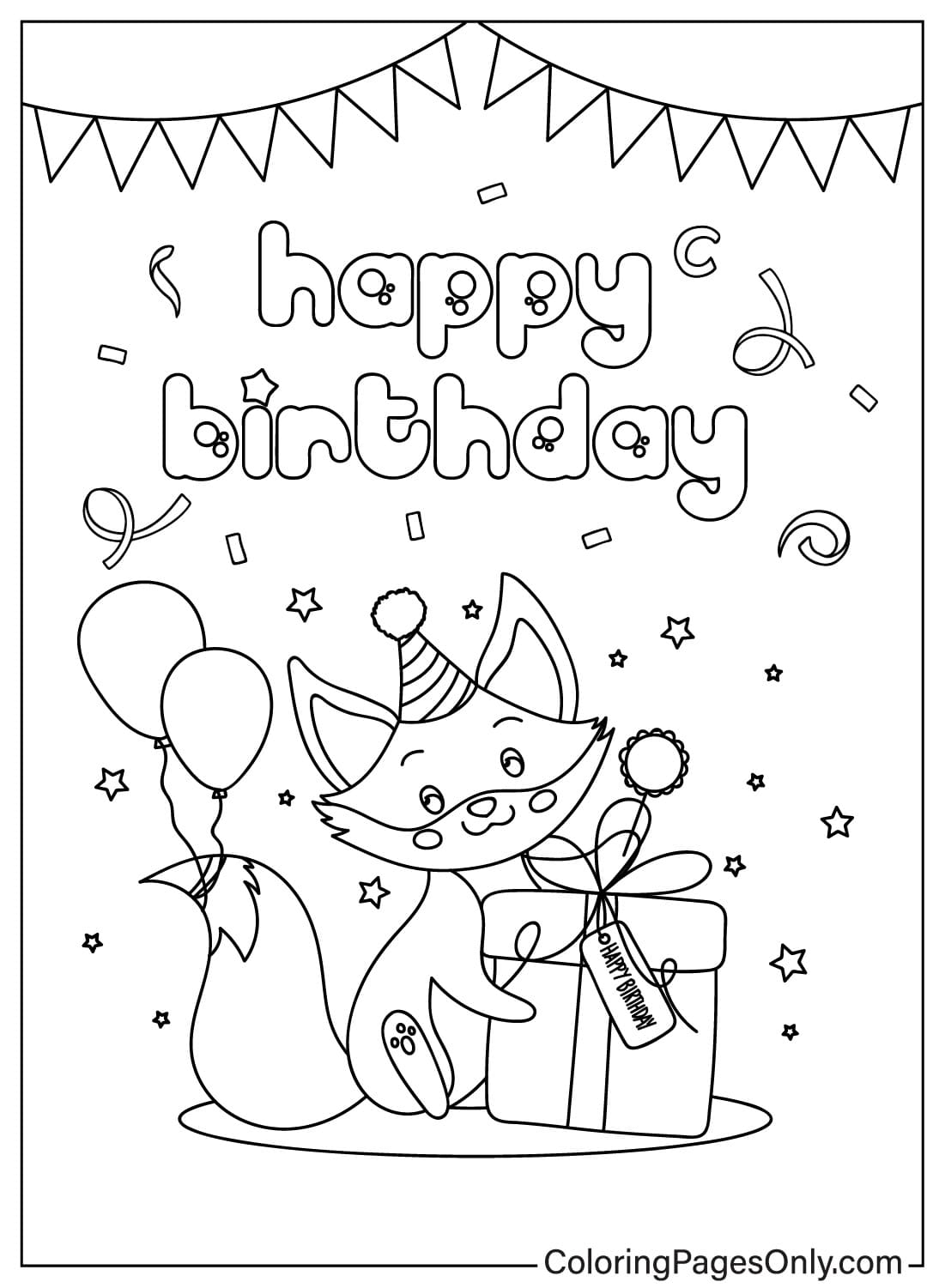 Happy Birthday Card Coloring Book Free Printable Coloring Pages