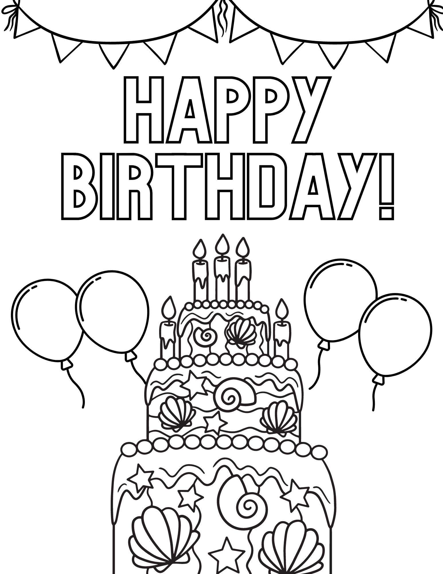 happy birthday printable coloring pages