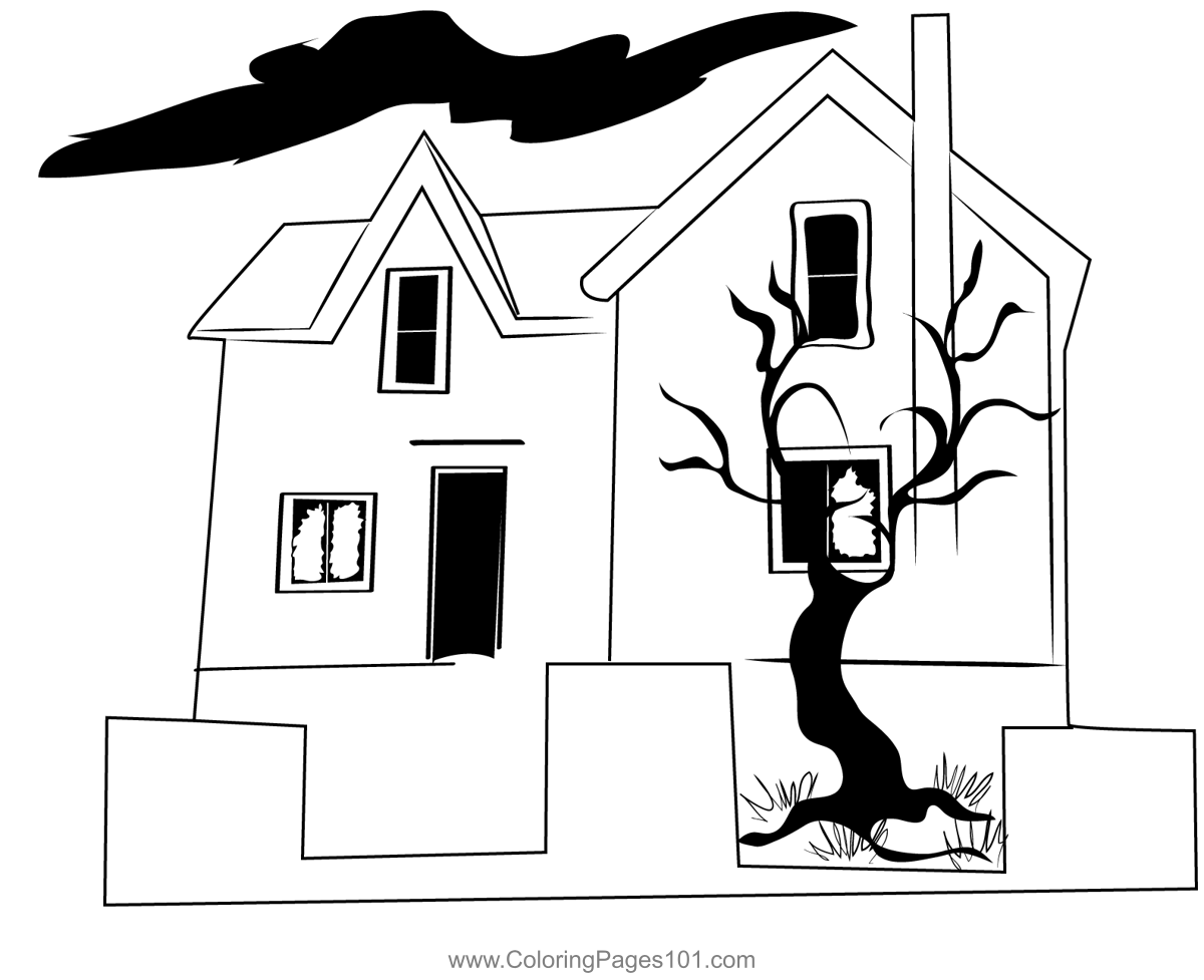Haunted House 3 Coloring Page For Kids Free Haunted Houses Printable 