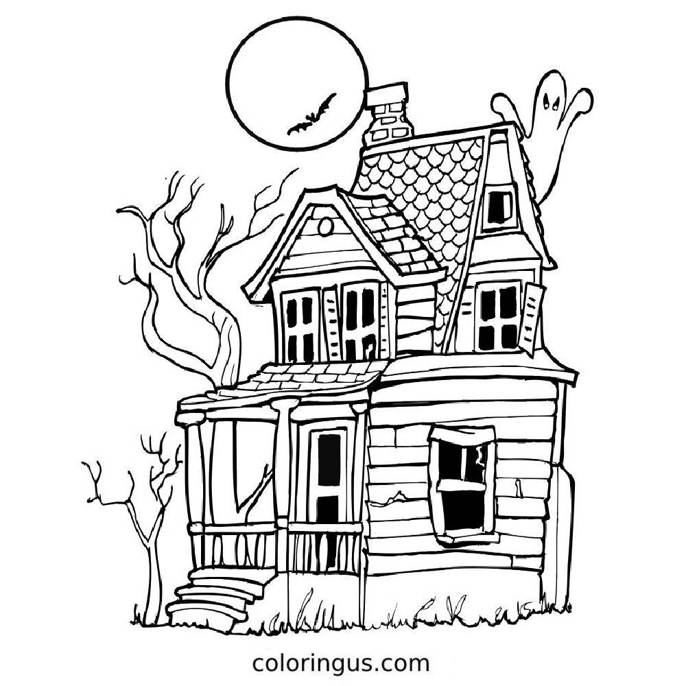 Haunted House Coloring Pages Free Printable PDF