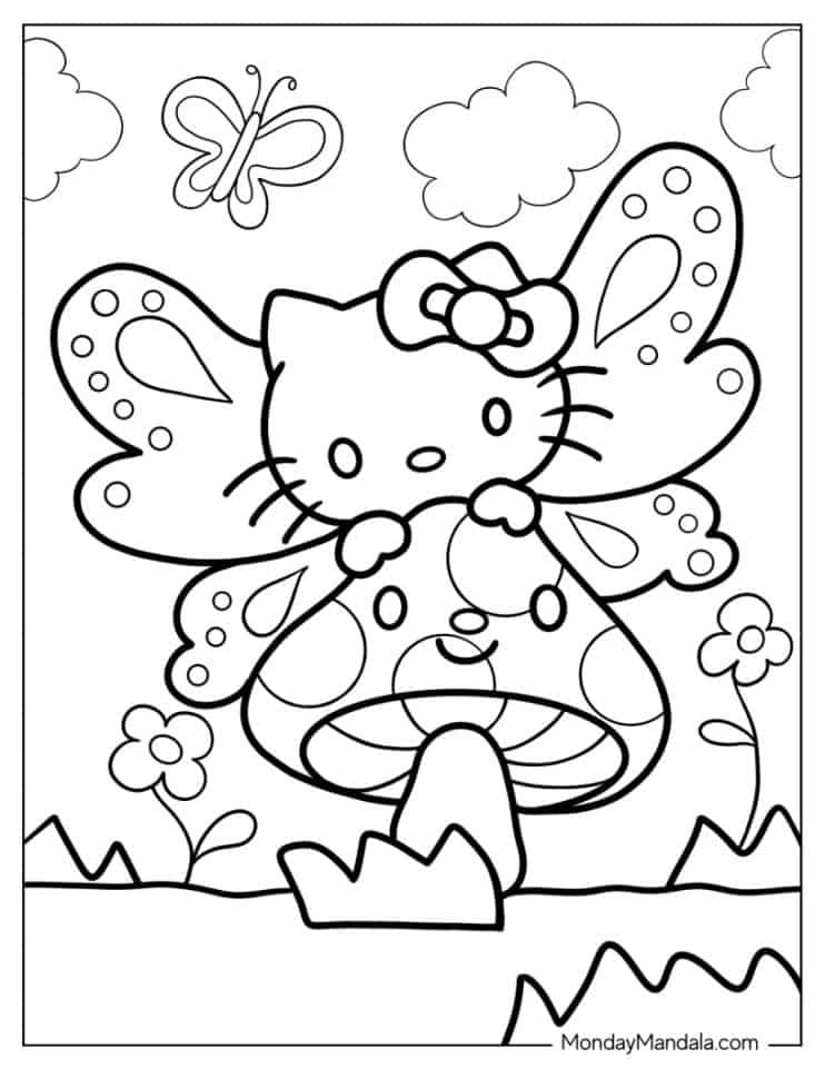 Hello Kitty Marshmallow Coloring Page