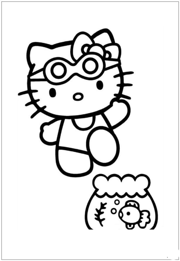 Hello Kitty Swimming Coloring Page Free Download And Print For You