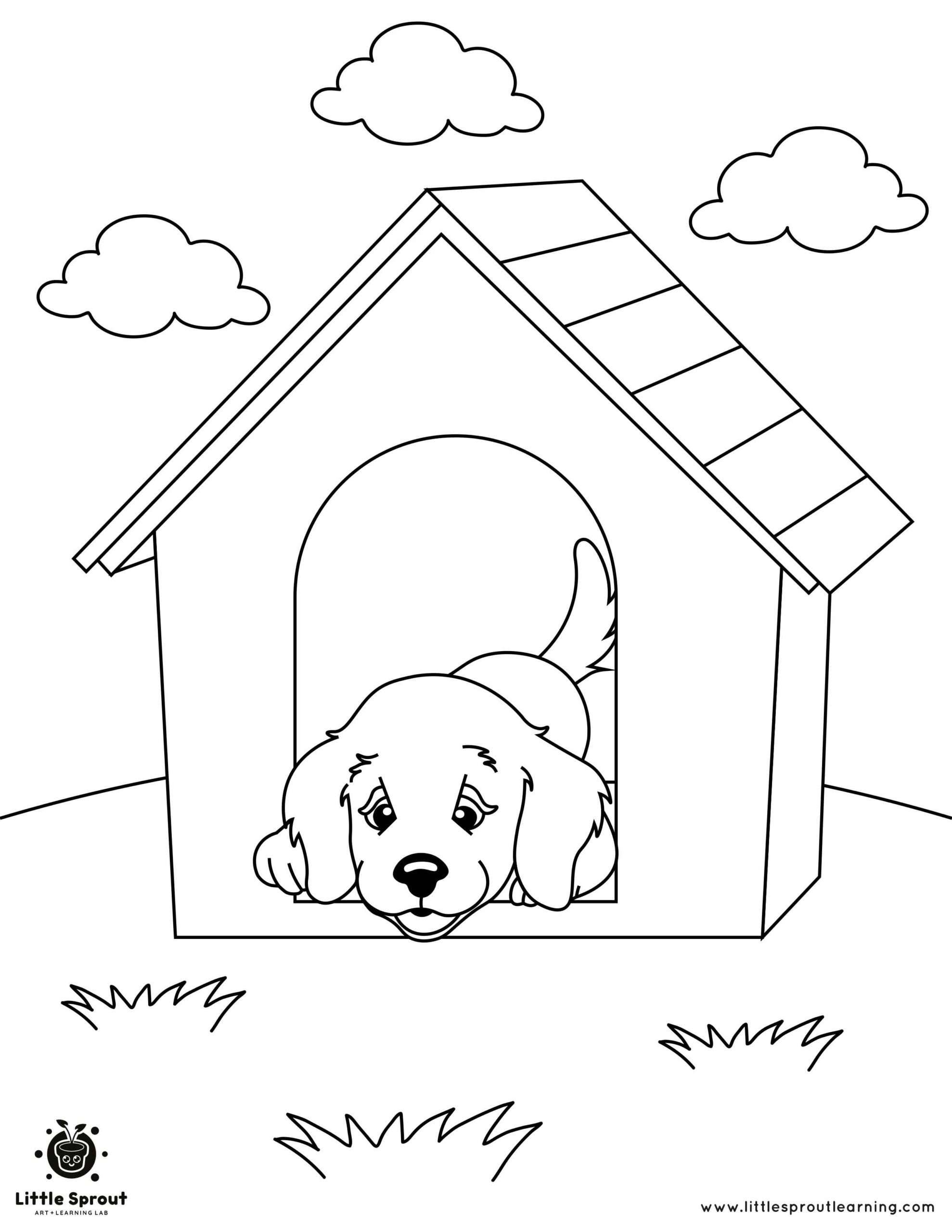 In The Doghouse Puppy Coloring Page Little Sprout Art Learning Lab In The Doghouse Puppy Coloring Page Little Sprout Art Learning Lab