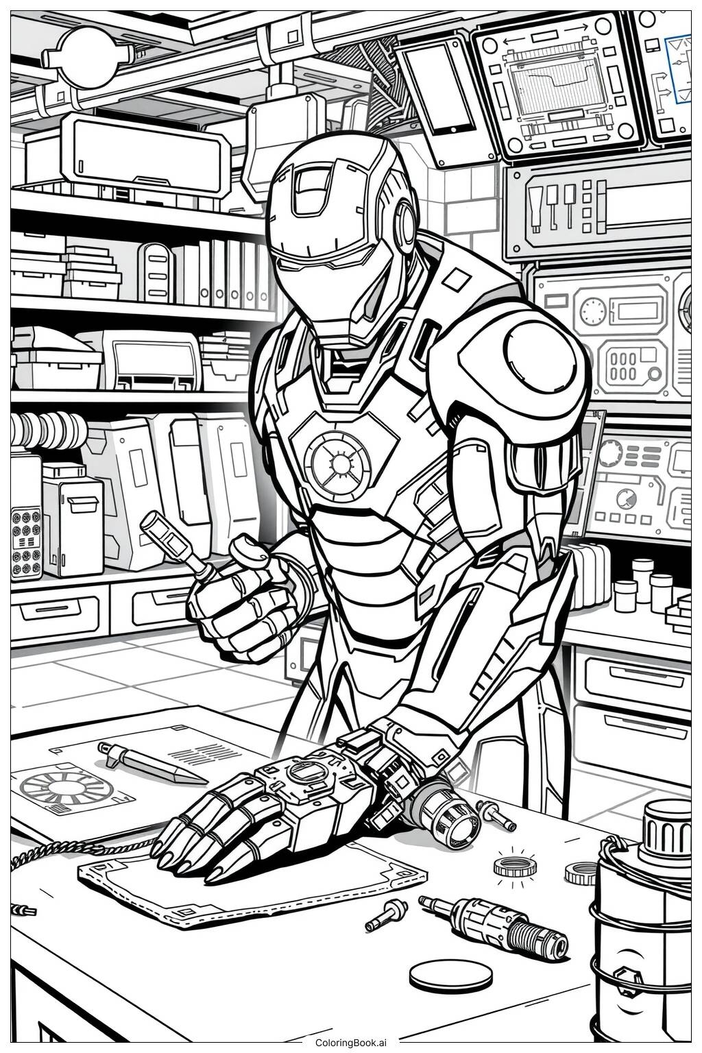 Iron Man Flying High Coloring Page Free PDF PNG Printable 