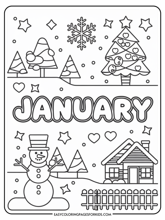 January Coloring Pages For Kids 5 Free Printable PDF Pages Easy January Coloring Pages For Kids 5 Free Printable PDF Pages Easy