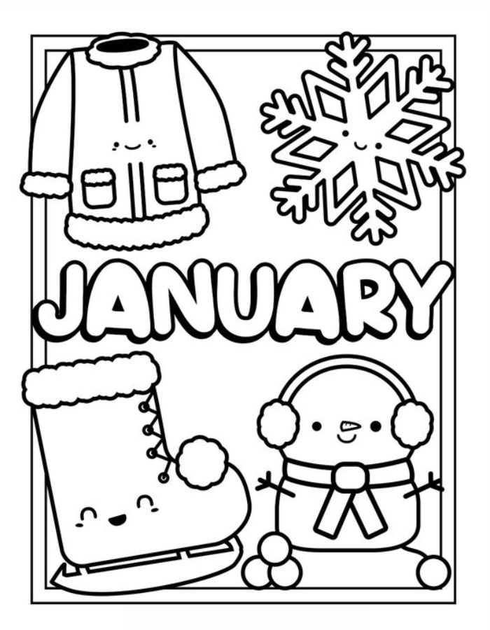 January Coloring Pages Free Printable PDF