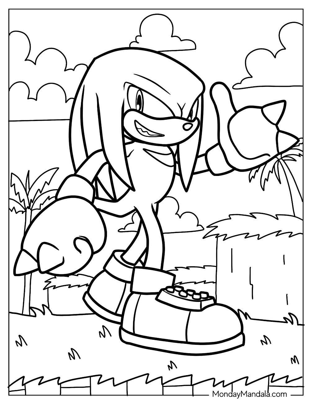 Knuckles Sonic Coloring Pages