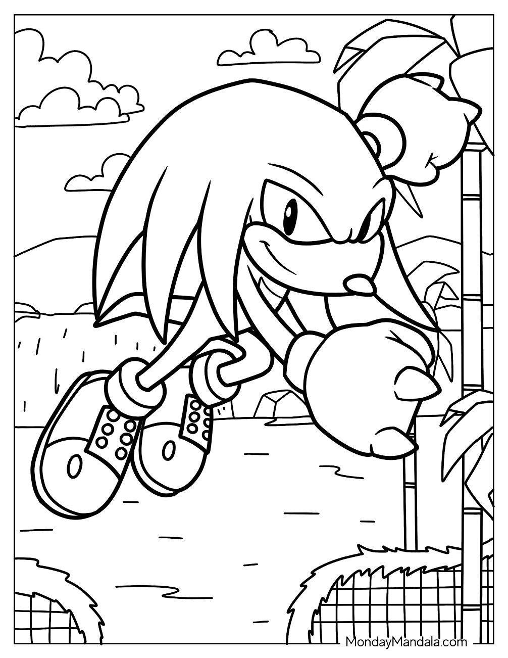 Knuckles Sonic Coloring Pages