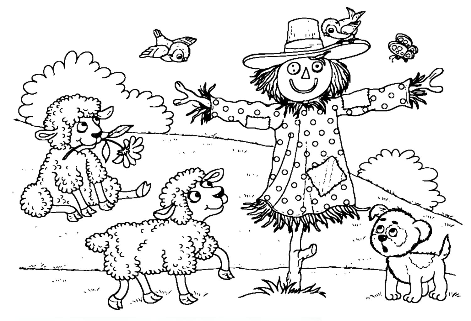 Lambs And Scarecrow Coloring Page Download Print Or Color Online For Lambs And Scarecrow Coloring Page Download Print Or Color Online For