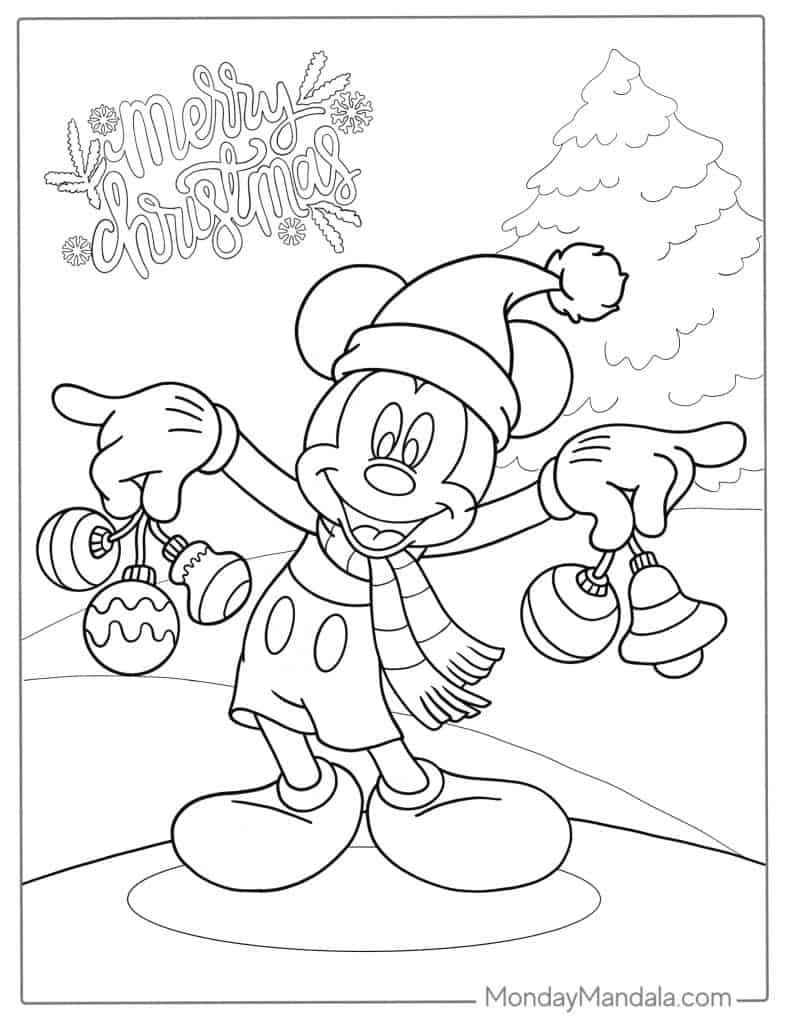 Mickey Mouse Christmas Coloring Pages Free Printable Coloring Pages 