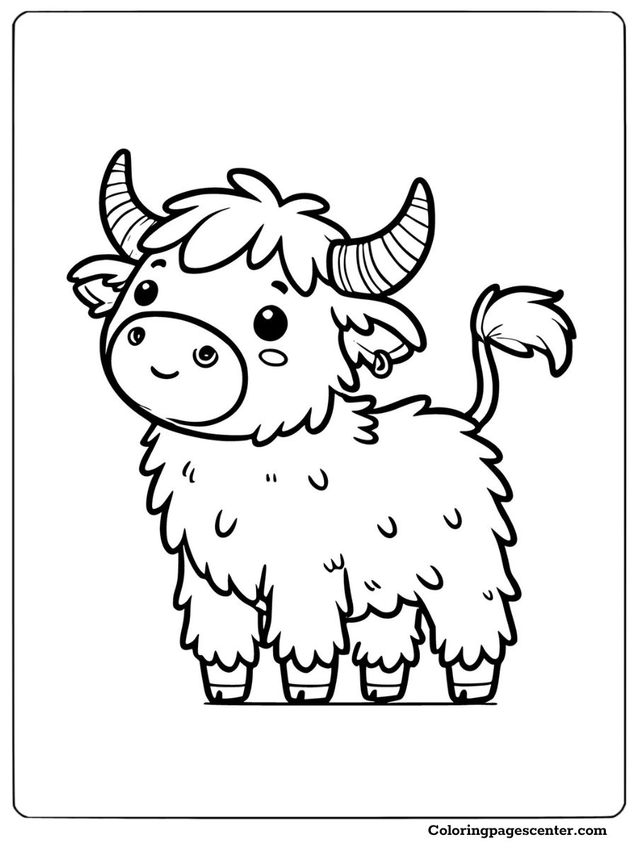 Mini Highland Cow Coloring Pages