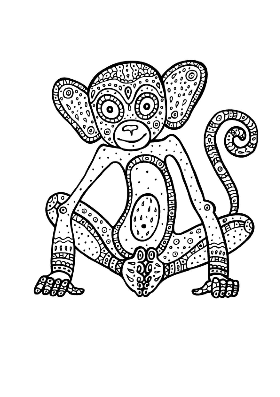 Monkey Mandala Coloring Pages ColoringLib