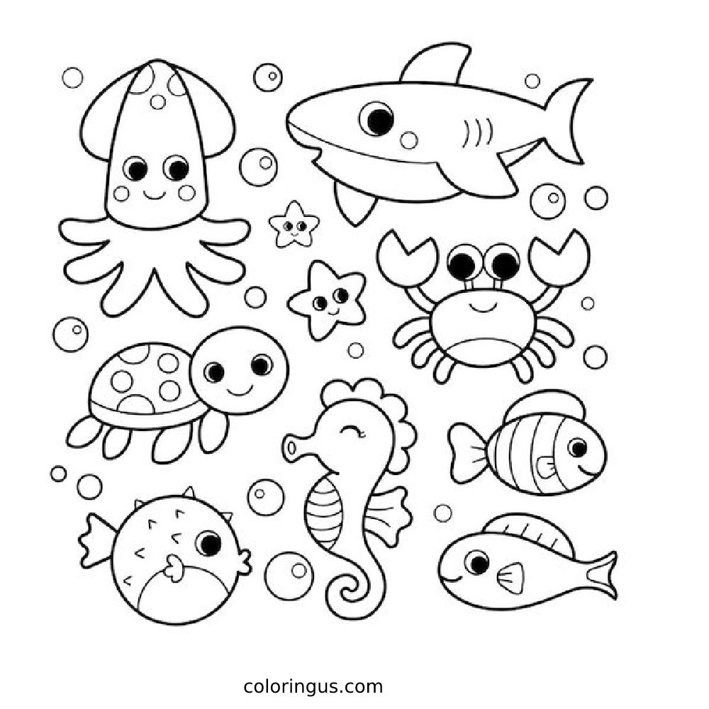 Ocean Coloring Pages Free Printable PDF 