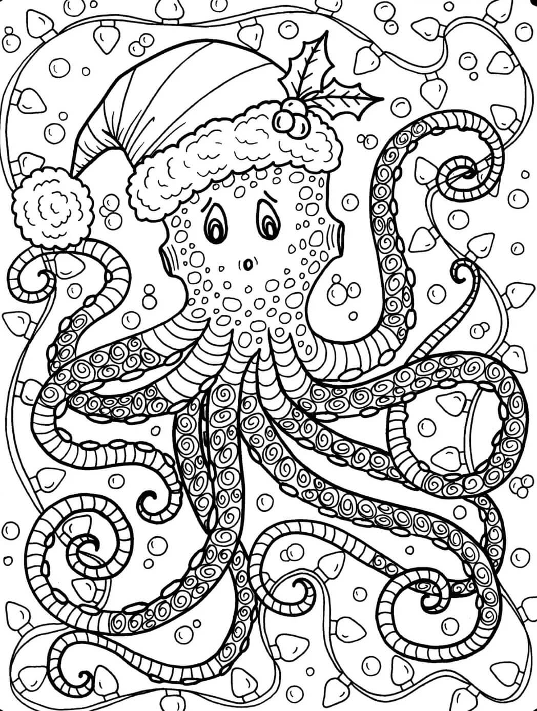 Octopus Christmas Coloring Page Download Print Or Color Online For Free Octopus Christmas Coloring Page Download Print Or Color Online For Free