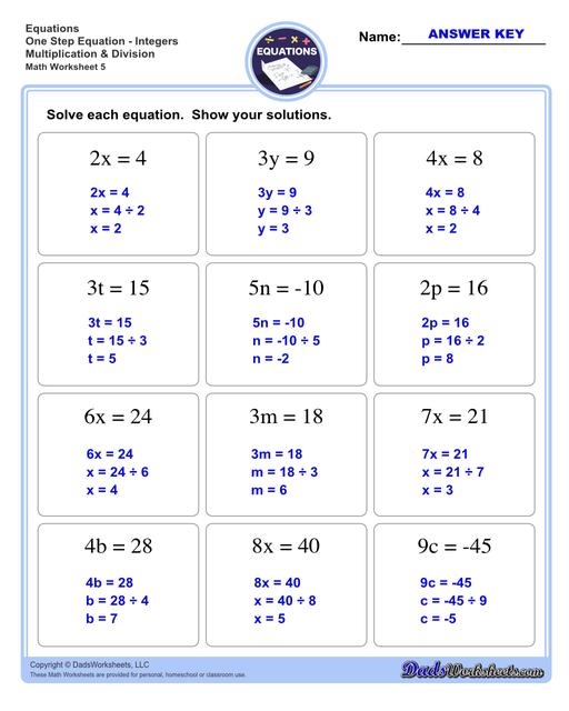 One Step Equations Worksheets Library One Step Equations Worksheets Library