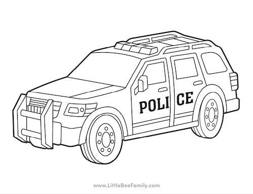 Police Car Coloring Page Little Bee Family Police Car Coloring Page Little Bee Family