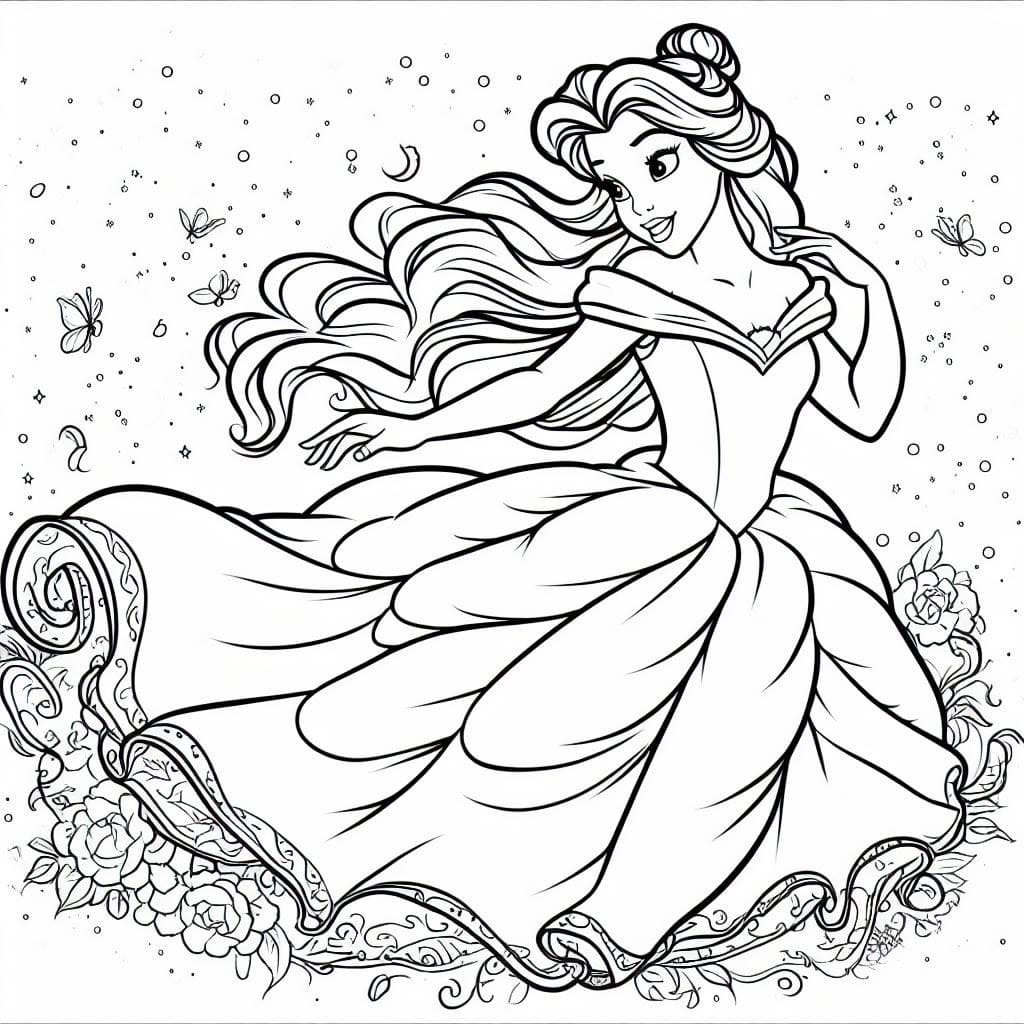 Princess Belle In Disney Coloring Page Download Print Or Color Princess Belle In Disney Coloring Page Download Print Or Color
