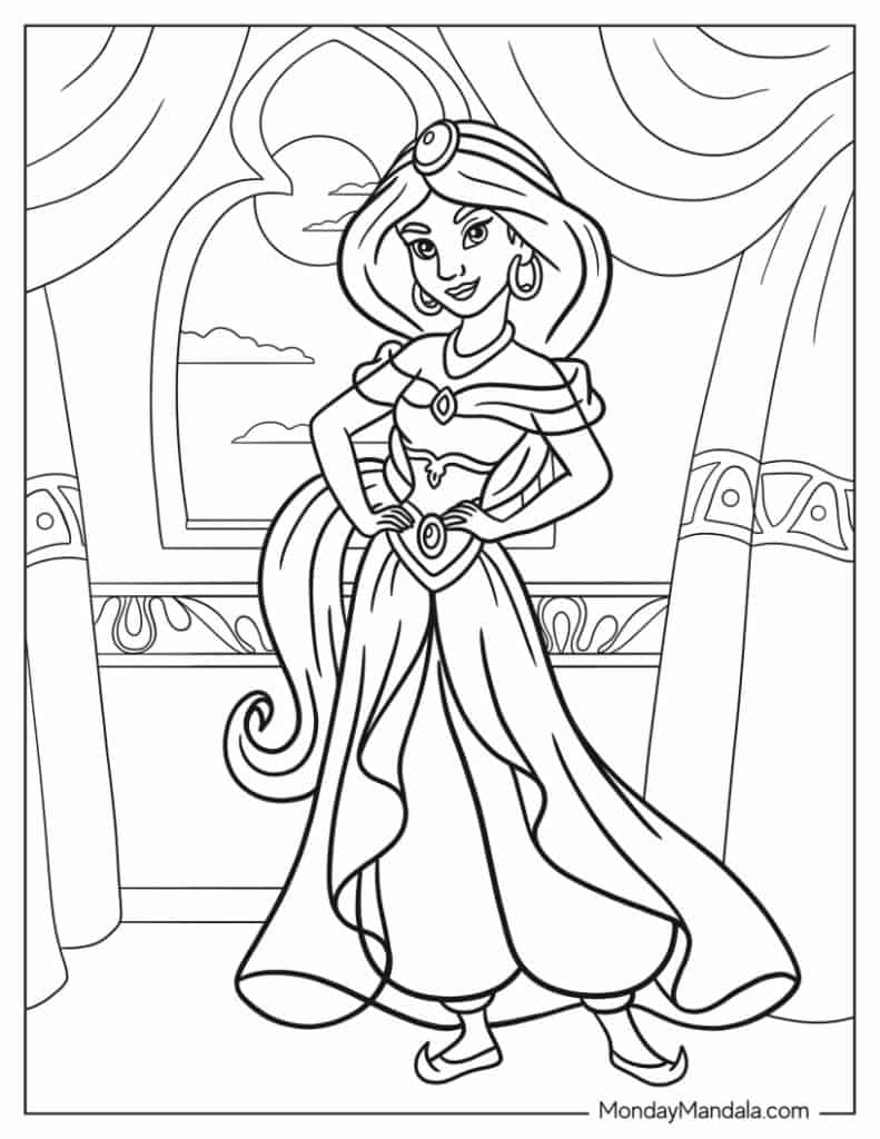 Princess Jasmine Coloring Page Princess Jasmine Coloring Page