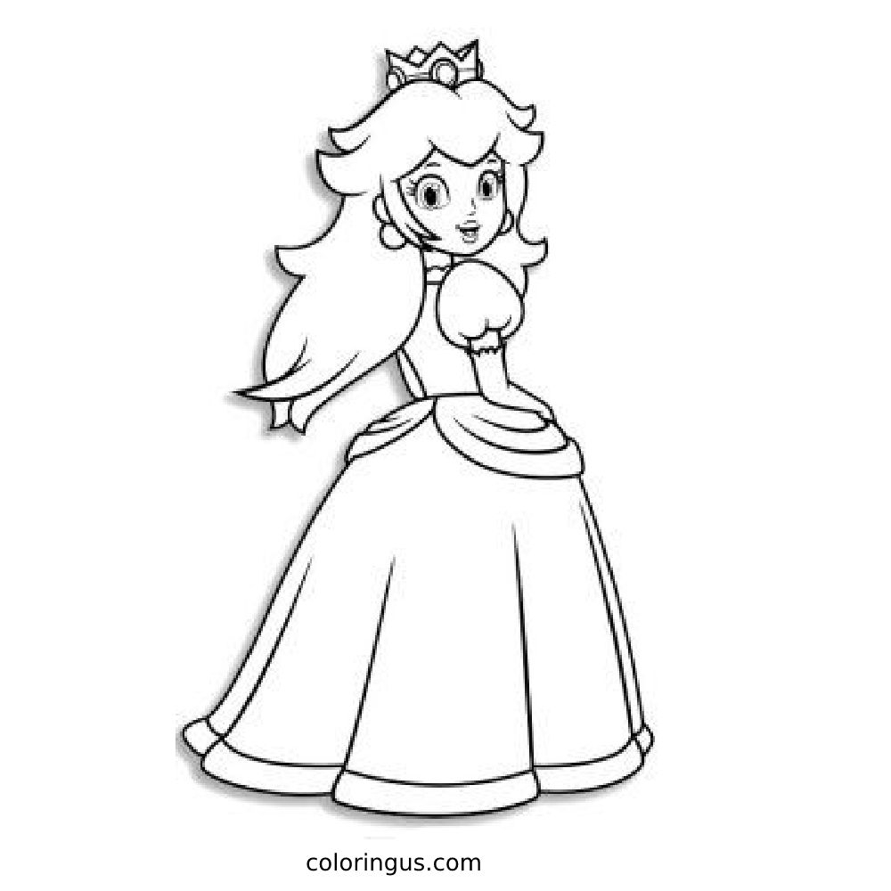 Princess Peach To Color Coloring Page Free Printable PDF Princess Peach To Color Coloring Page Free Printable PDF