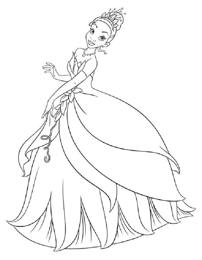 Princess Tiana Coloring Pages Free Printable PDF 