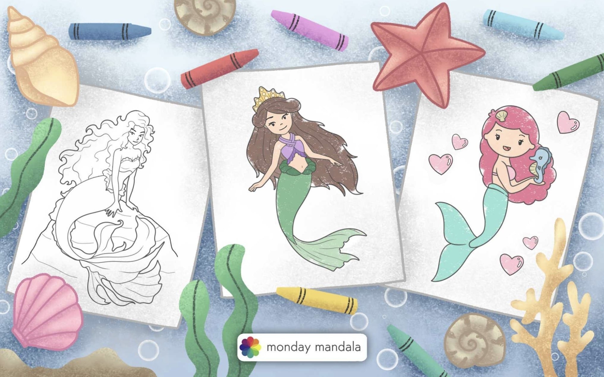 ariel mermaid coloring pages