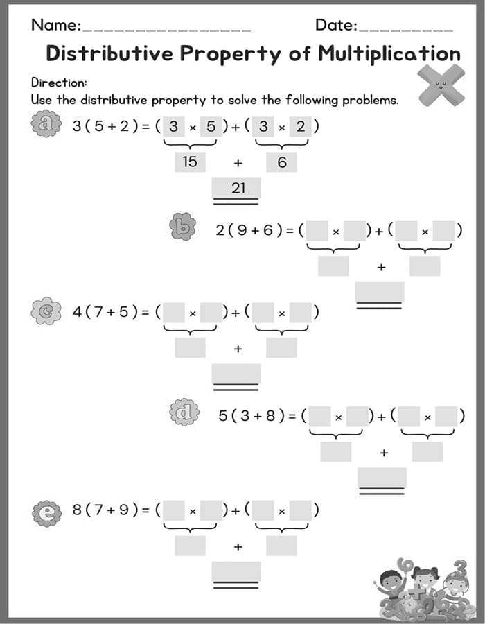 Printable Distributive Property Worksheet PrintableLib