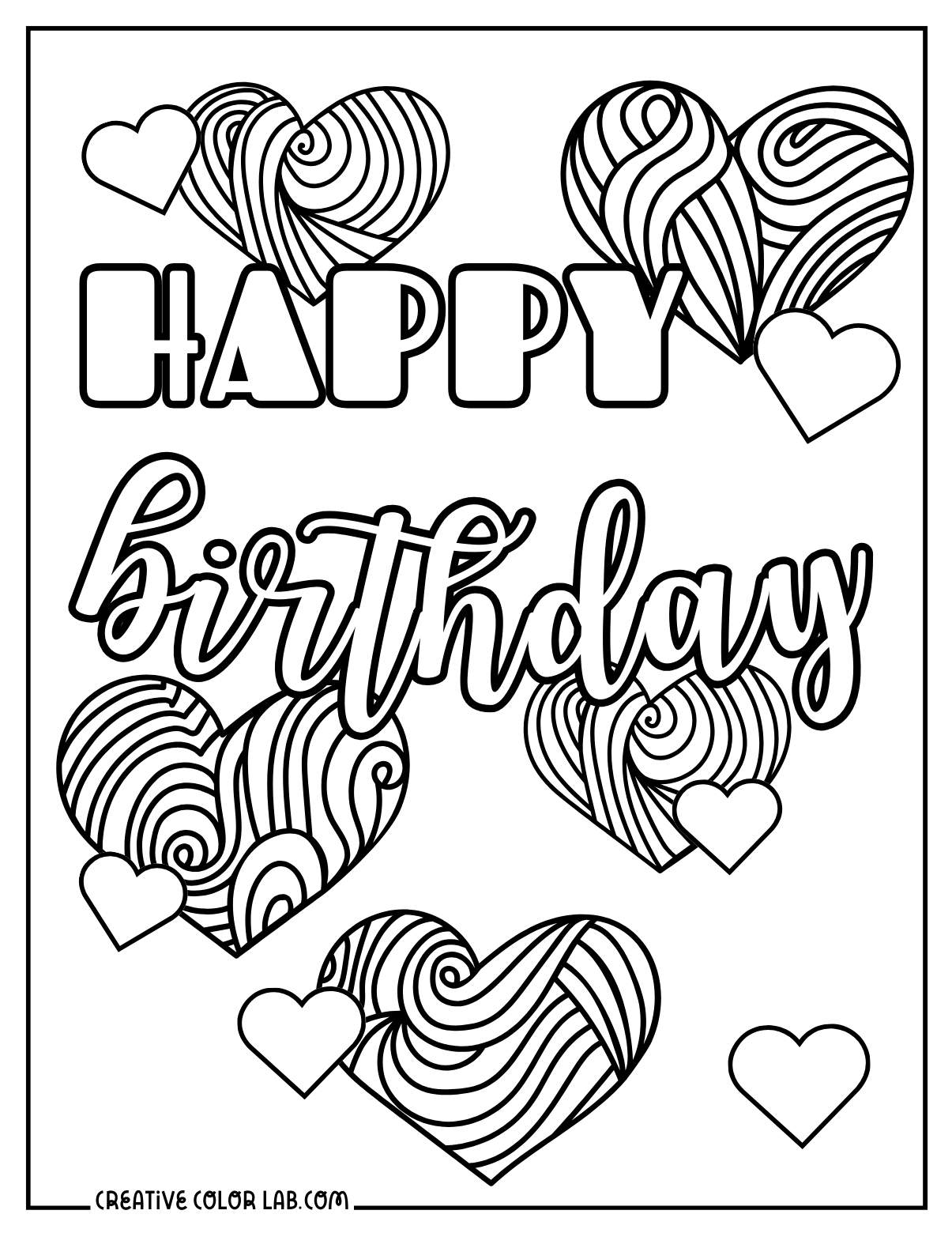 Printable Happy Birthday Coloring Pages 2025 