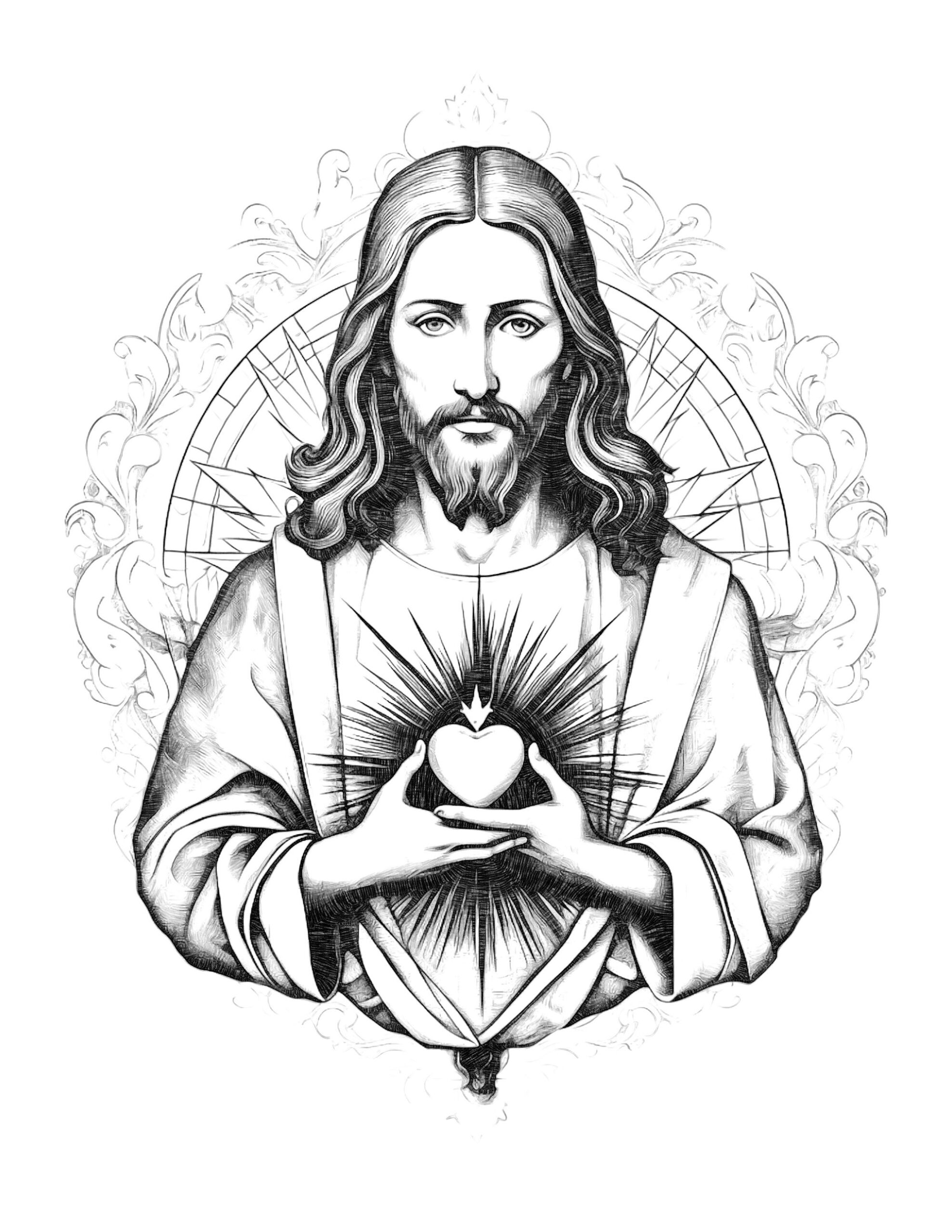 Sacred Heart Coloring Page Coloring Pages