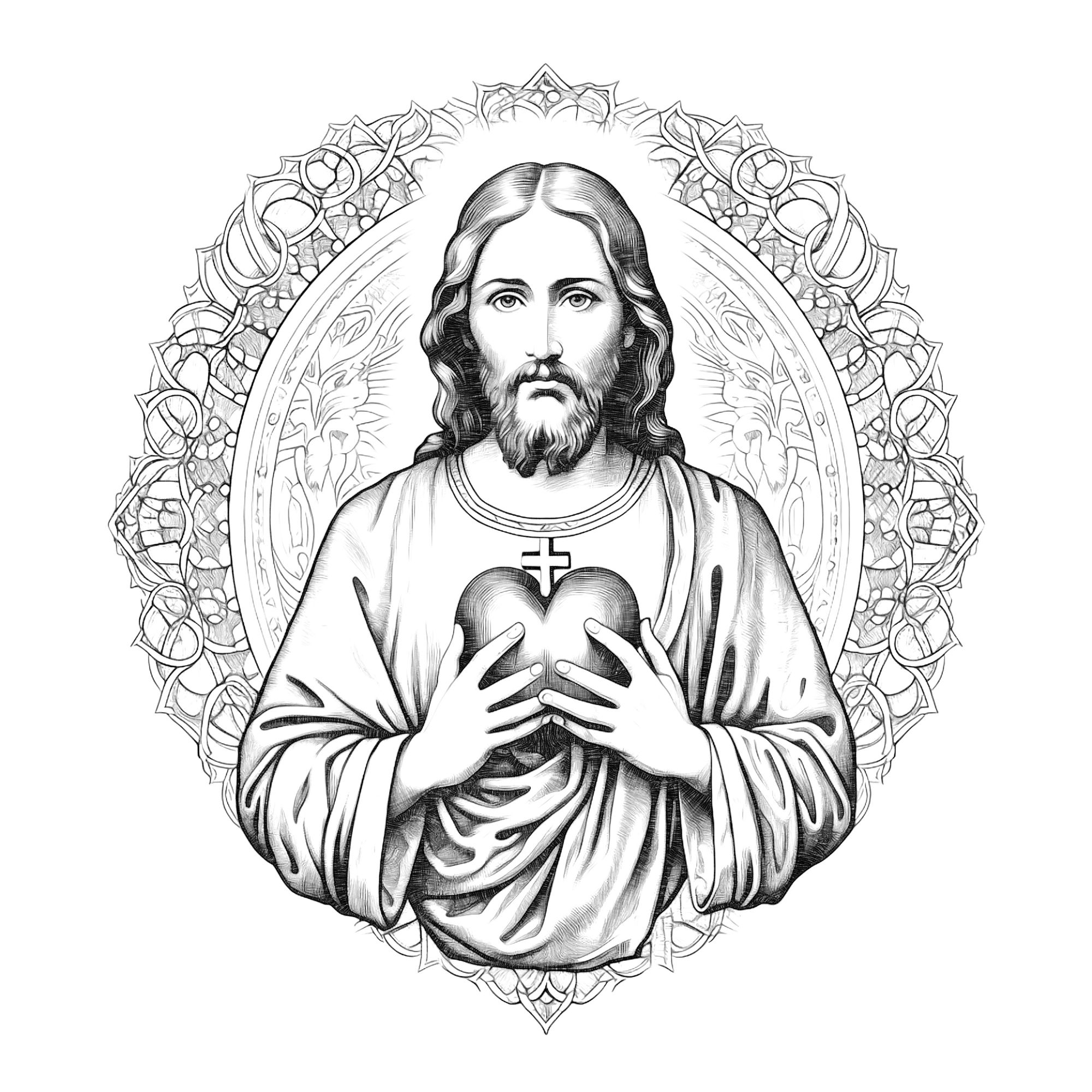 Sacred Heart Of Jesus 2023 Catholic Coloring Page Sacred Heart Of Jesus 2023 Catholic Coloring Page
