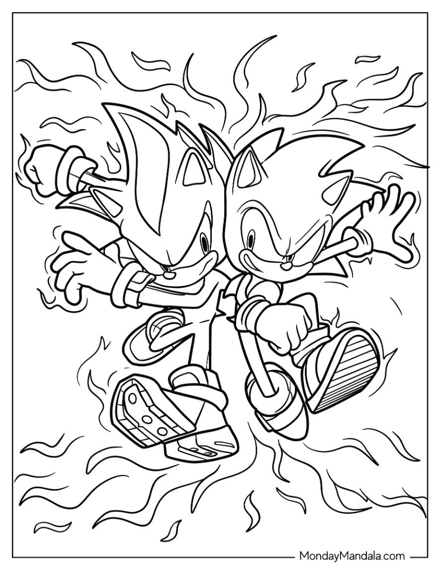Shadow Sonic Coloring Pages Shadow Sonic Coloring Pages