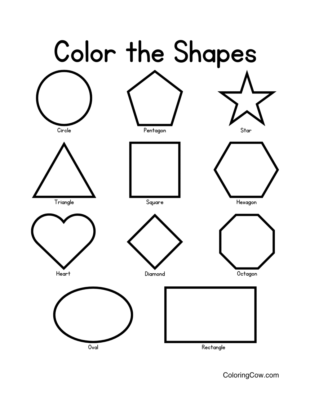 Shapes Coloring Pages Coloring Cow Shapes Coloring Pages Coloring Cow
