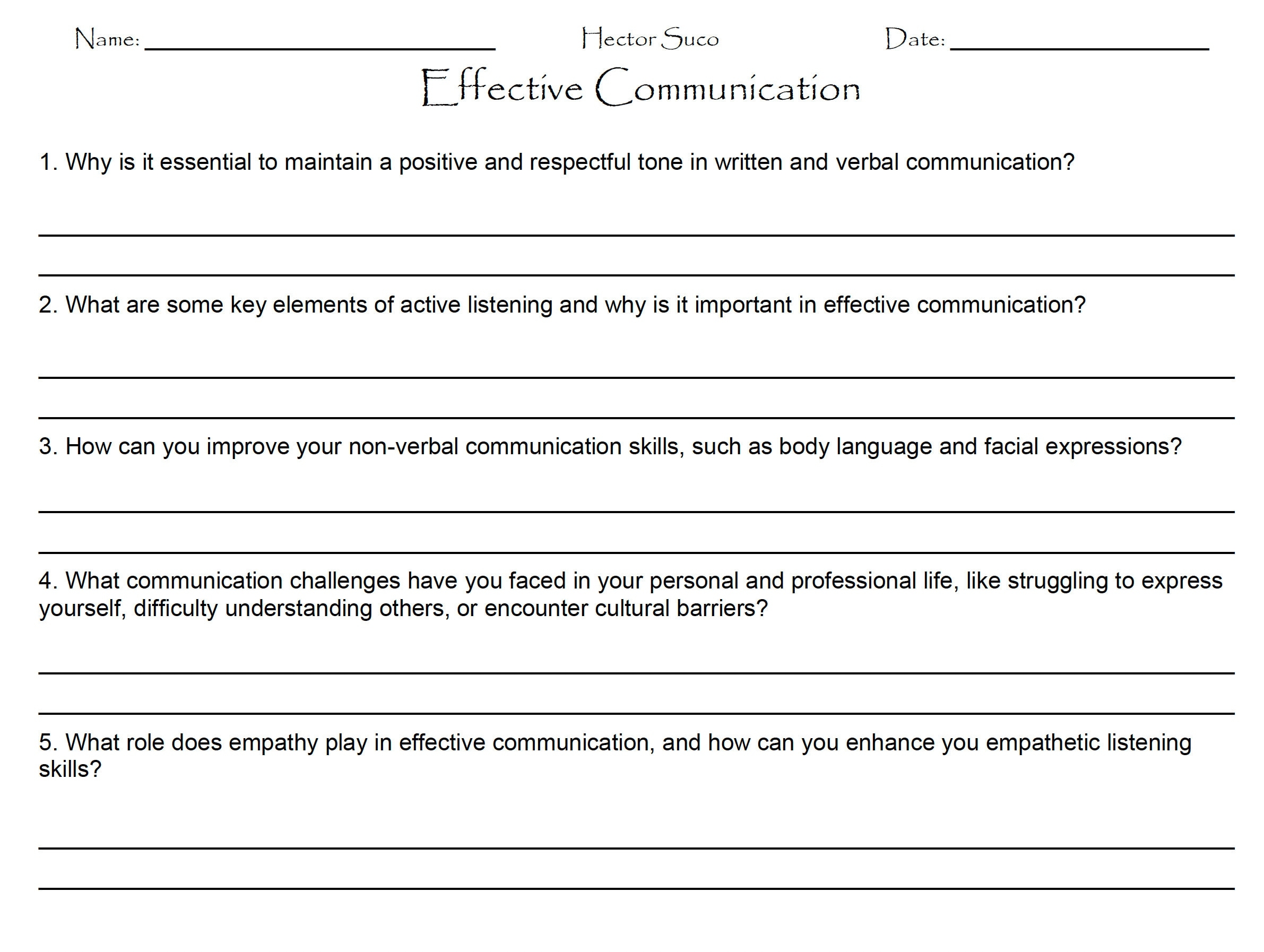 Skill Building Communication Worksheet Worksheets Library